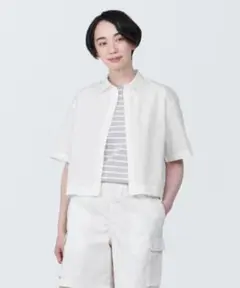 無印良品 婦人 涼感ブロードレギュラーカラー半袖シャツ婦人Ｓ・白