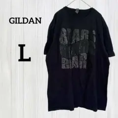 GILDAN【L】プリント Tシャツ ブラック グラフィック 半袖 カットソー