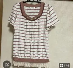 axes femme 半袖ストライプトップス
