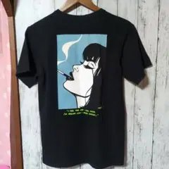 HUF バックプリント レディース 横顔 タバコ Tシャツ S