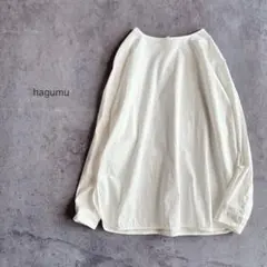 hagumu ⿻ コットン シンプル プルオーバー 春 スリット 白 ルーズ