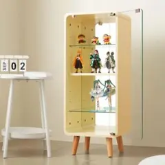 コレクションシェルフ4段ガラスディスプレイキャビネットフィギュア収納背面ミラ付き