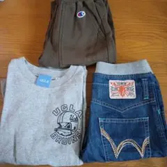 UCLA 長袖Tシャツ + EDWIN デニム + Champion パンツ
