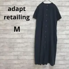 【adapt retailing】ロングワンピース（M）ノーカラー　ネイビー♡