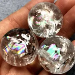 【残りわずか！虹入り！3個セット】天然石　アイリスクォーツ　水晶　丸玉20