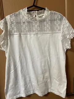 GU ホワイト レース 半袖シャツ L