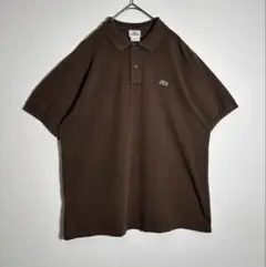 LACOSTE ラコステ　刺繍ロゴ　ブラウン　半袖　ポロシャツ