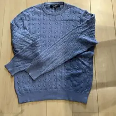 Brooks Brothers ケーブル編みニット M ライトブルー　綿100%
