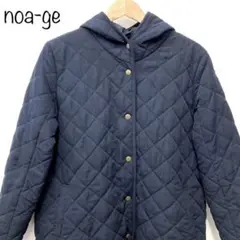 【noa-ge】キルティングコート　中綿　フード付　ネイビー　L