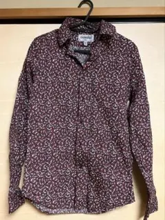 【新品未使用】EXPRESS ドレスシャツ S　花柄 レッド / ブルー