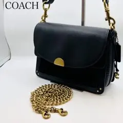 【極美品】コーチ ショルダーバッグ レザー スエード チェーン 2way 黒