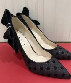 【新品未使用】DIANA ドット柄リボン ハイヒール 23.5