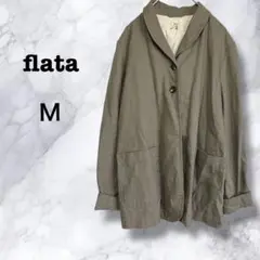 【flata】ジャケット(M)薄手　2ボタン　麻混　日本製　無地　シンプル　春服