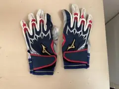 ミズノ　MIZUNO バッティング用手袋 ネイビー レッド
