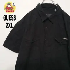 USA古着 GUESS　半袖ボタンシャツ2XL　ブラック
