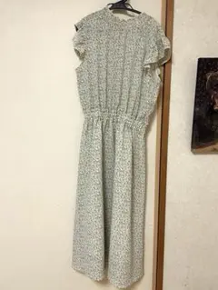 【新品】AS know AS リボン 小花柄 ロングワンピース ミントグリーン