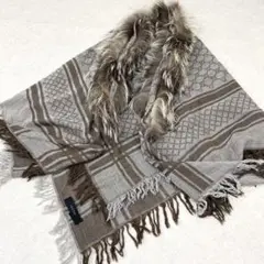 GUCCI フォックスファー シルクショール GG ディアマンテ 灰 イタリア製
