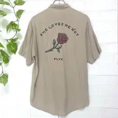 FLVX✨メンズ☆トップス シャツ 半袖 ベージュ（S）おしゃれ