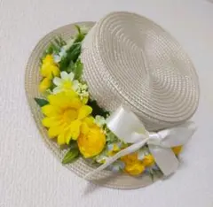 麦わら帽子壁掛け　フラワー