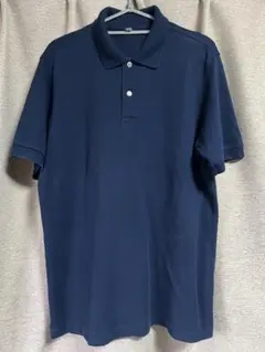 美品 ユニクロ UNIQLO ネイビー 半袖ポロシャツ スリット入り XLサイズ
