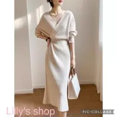 秋冬コーデ❤️ニットワンピース レディース ドレス ひざ丈ワンピース