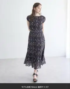 YECCA VECCA フラワー柄プリーツワンピース
