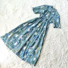 綿100%【パーティーフレンド】シャツワンピース ペイズリー×花柄