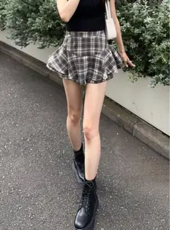 GRL チェック柄フリルキュロット ks006