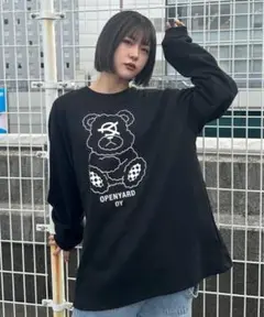 OY くま ロンt OY ロンT】トップス 長袖 ブラック Tシャツ くま - メルカリ
