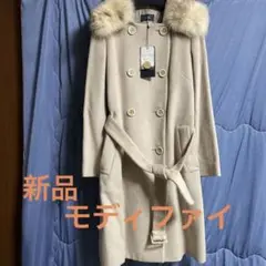 アンゴラ混ロングコート モディファイ