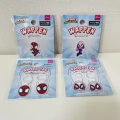 新品　スパイダーマン　スパイダー　ゴースト　4個セット　上履きタグ × ワッペン