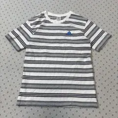 ☆美品　アディダス　ボーダー　半袖　Tシャツ　刺繍ロゴ　160