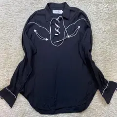 希少L JOHN MASON SMITH ウエスタンシャツ　ブラック 黒 長袖