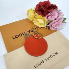 美品 ルイヴィトン チャーム キーホルダー ポルトクレ ロン M93605 赤