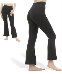 DREI] 履くだけ綺麗スタイル フレアパンツ レギンス ヨガパンツ Lブラック