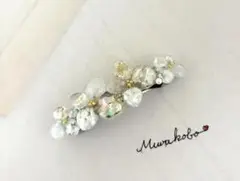 白いお花のバレッタ　No.2249
