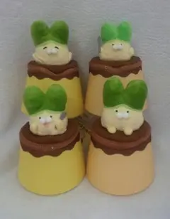 ネギうさぎ　プリン型ぬいぐるみポーチ　4点セット