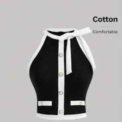 SHEIN MOD ブラック アンド ホワイト パッチワーク ノースリーブ
