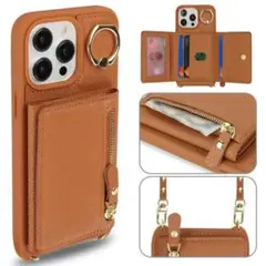 新品：多機能ケース　iphone13　RFIDシールドレザー　ブラウン