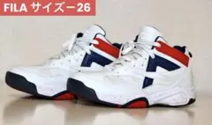 FILA ハイカットシューズ ホワイト/ネイビー/レッド　 本日発送