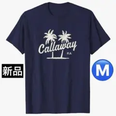 【新品/Mサイズ】キャロウェイ メンズ 半袖 Tシャツ ネイビー ヤシの木柄