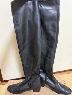 黒レザーオーバーニーブーツ　L◾️コスプレ