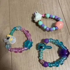 キッズブレスレット3個セットうさぎネコペガサス?