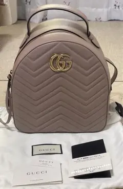 GUCCI GG マーモントレザー バックパック ピンクベージュ