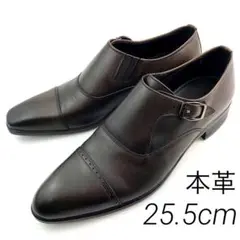 K356新品本革日本製サイドベルトゴアスリッポンビジネスシューズ25.5㌢BLK