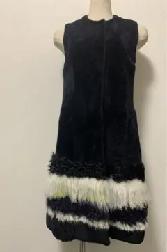 【オシャレ】 美品 DROMe ドローム ムートンベスト 羊革 羊毛
