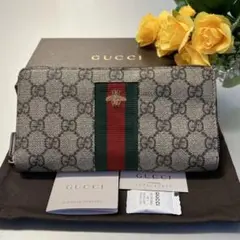 未使用に近い‼️ グッチ 財布 長財布 GGスプリーム ラウンドファスナー