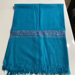 〈未使用〉インド　ストール　ショール　刺繍　ブルー