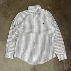 brooks brothers ストライプ　シャツ　BD ブルー系　刺繍