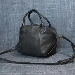 genten 丸型 2way ハンドバッグ ショルダー カーキ系 ゲンテン
